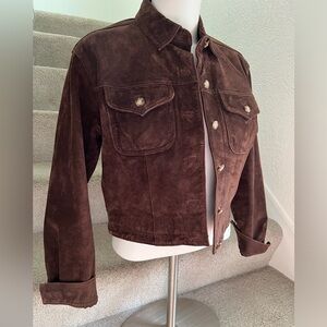 Liz Claiborne Brown suede jacket 4p. Vintage Jean-jacket style